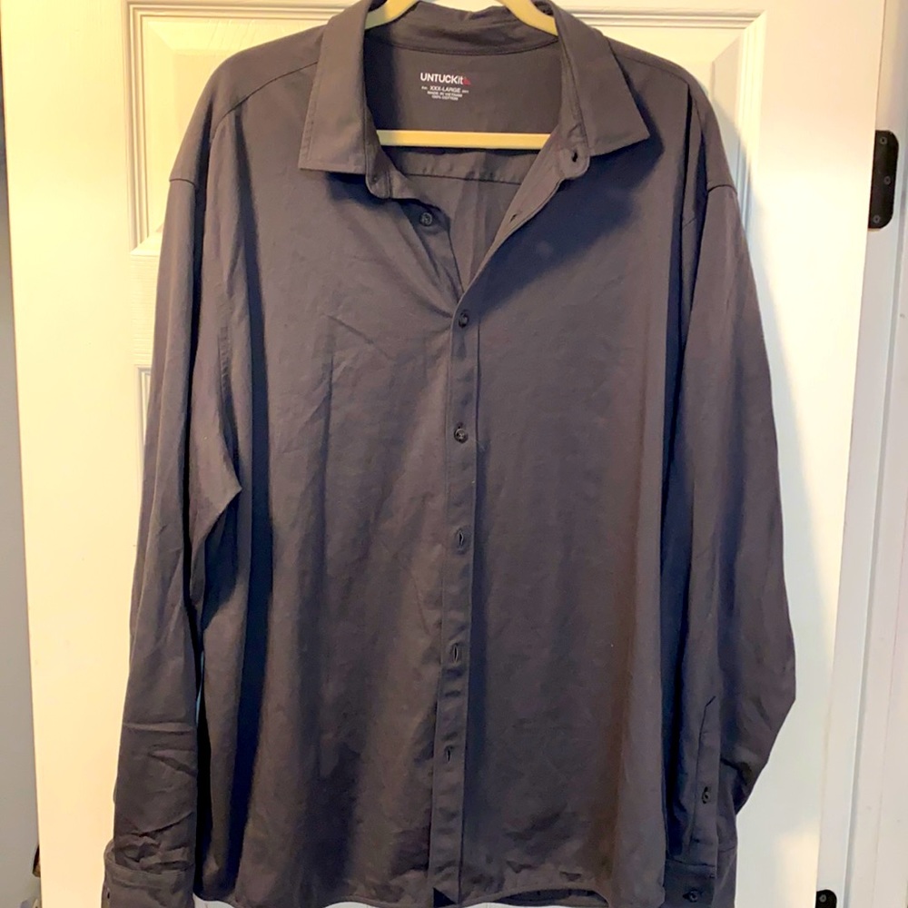 UNTUCKit Button Down Shirt 100% Cotton Grey Huber XXXL 3XL Relaxed Polo Casual